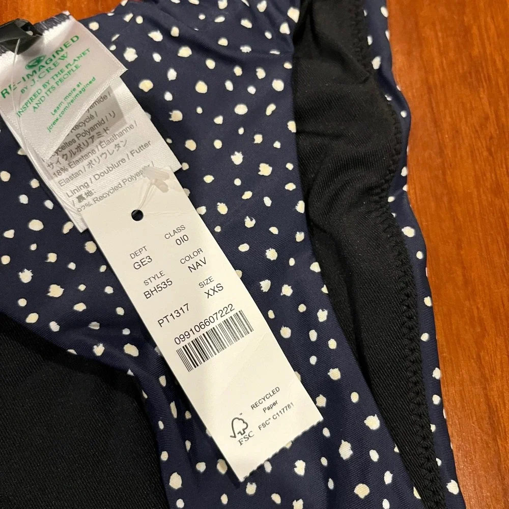 JCrew XXS Bikini Swim‎ Bottom Navy Blue White Polka Dot BH535 New NWT Size 2XS